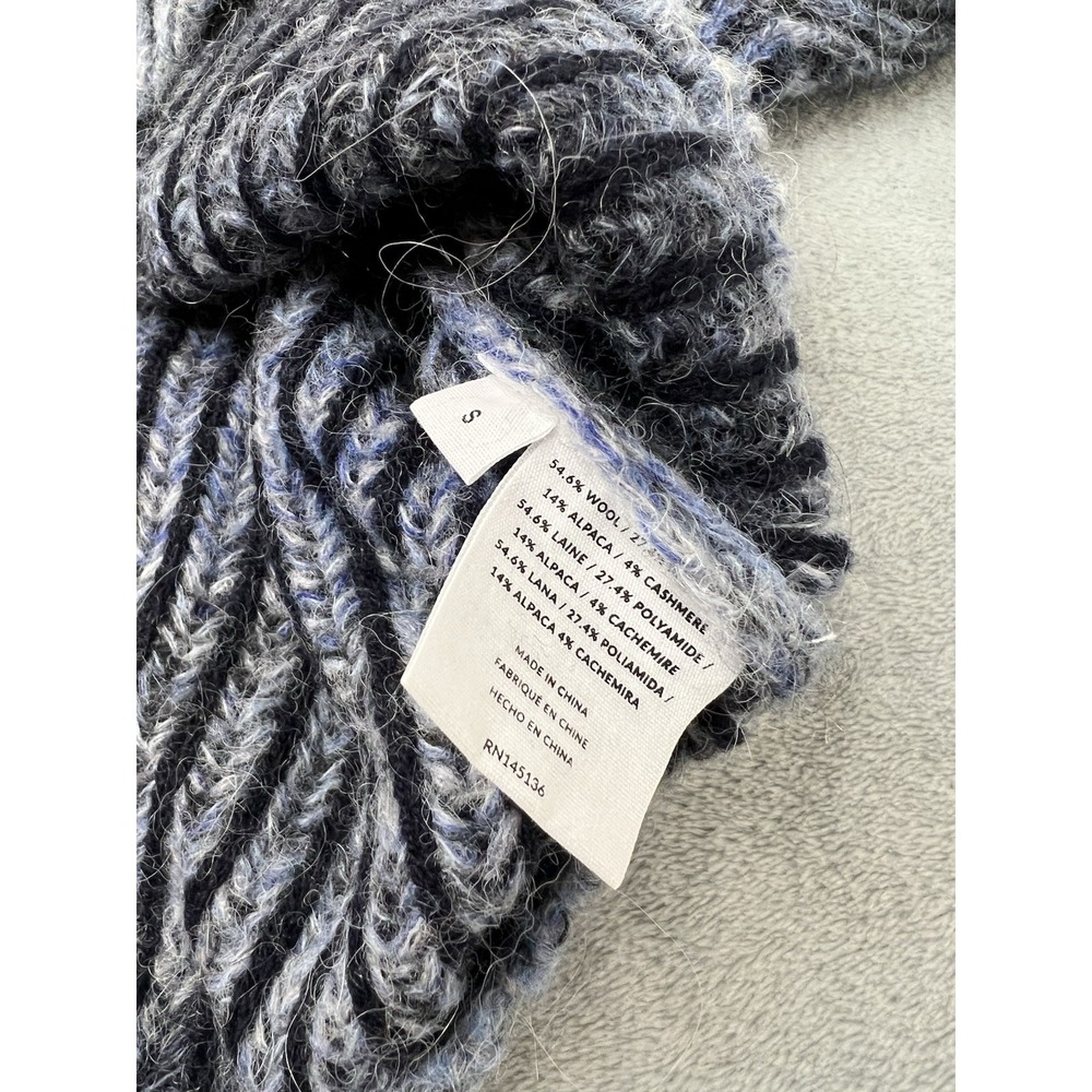Naadam Ribbed Space Dye Sweater Small Blue Wool Cashmere Alpaca Raglan Jumper - Picture 5 of 9